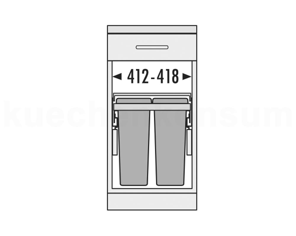 Hailo Abfallsammler 3610471 CS Slide Euro-Cargo-S 2x 19 Liter