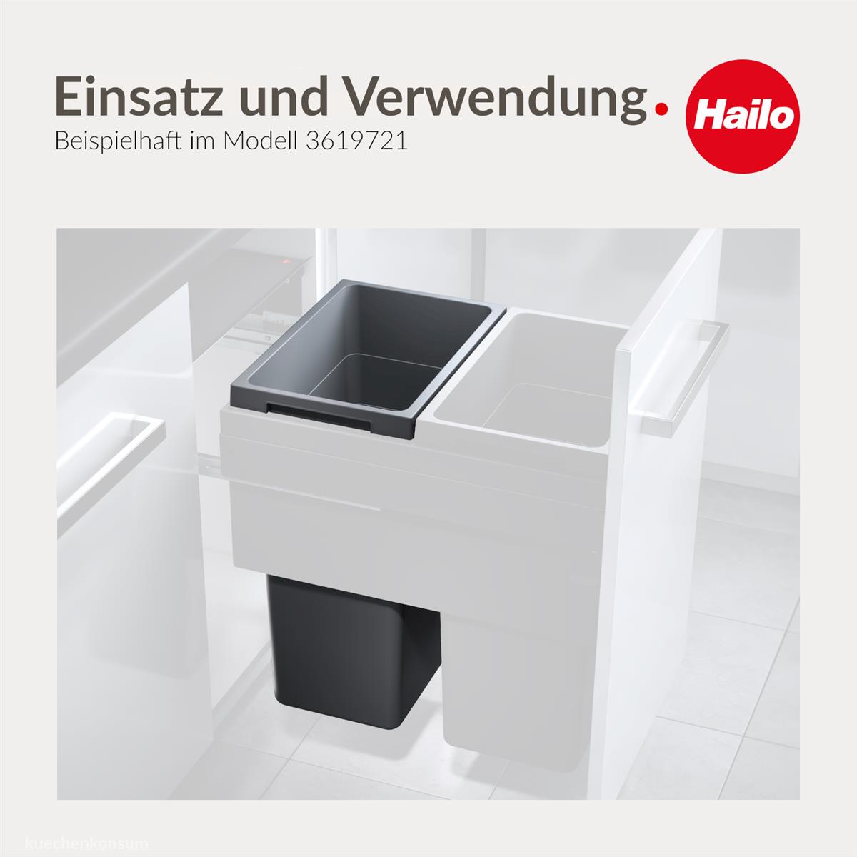 Hailo Inneneimer 1132999 dunkelgrau 38 Liter 378 x 261 x 522 mm
