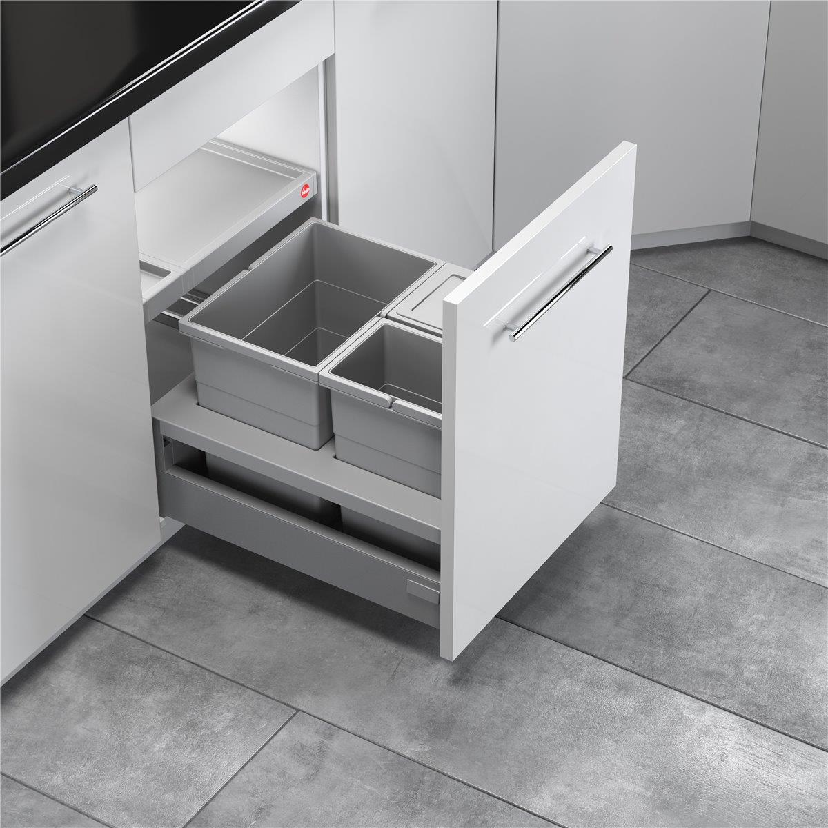 Hailo Abfallsammler 3620461 Separato-K 450 Einsatz 2x 8 + 18 Liter Hellgrau