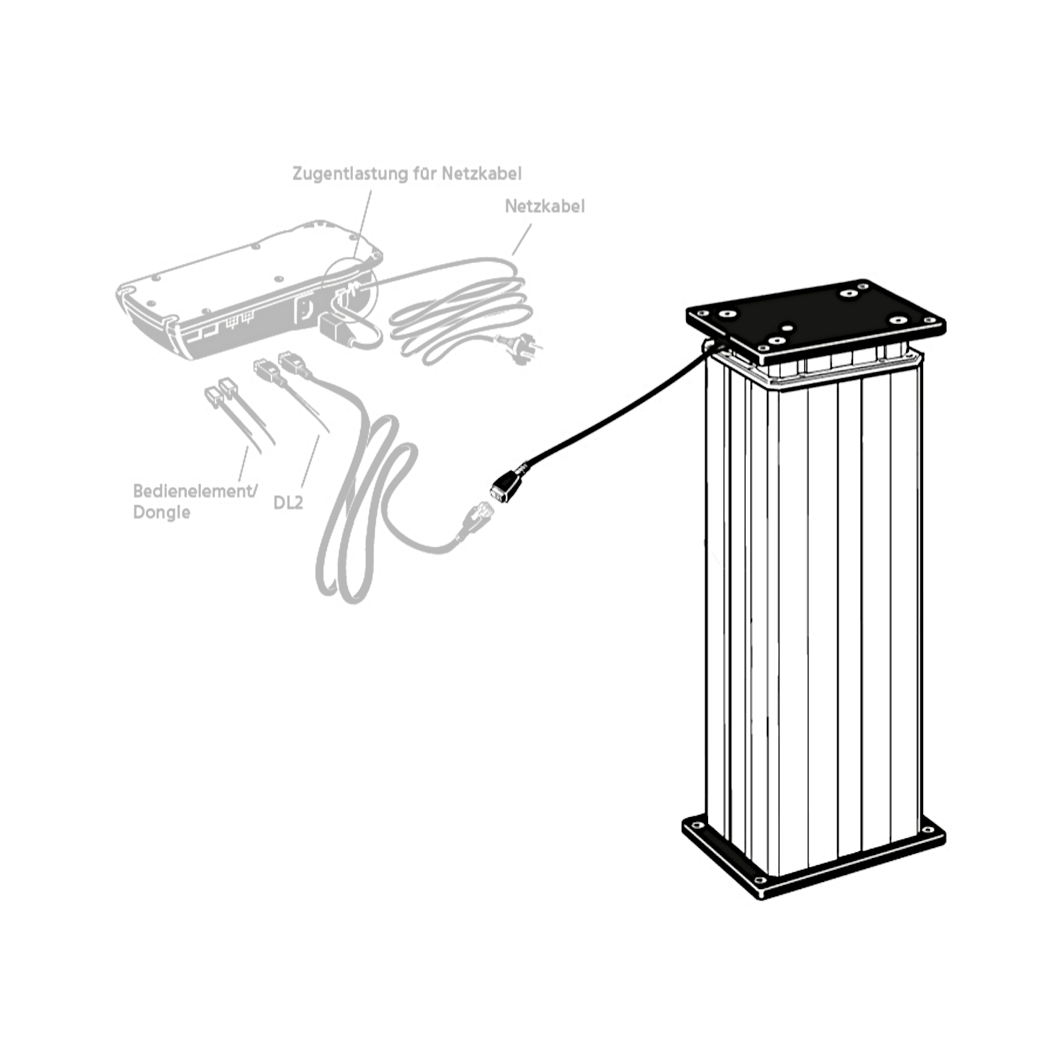 LINAK DL20305 Hubsäule in Aluminium für höhenverstellbare Arbeitsplätze