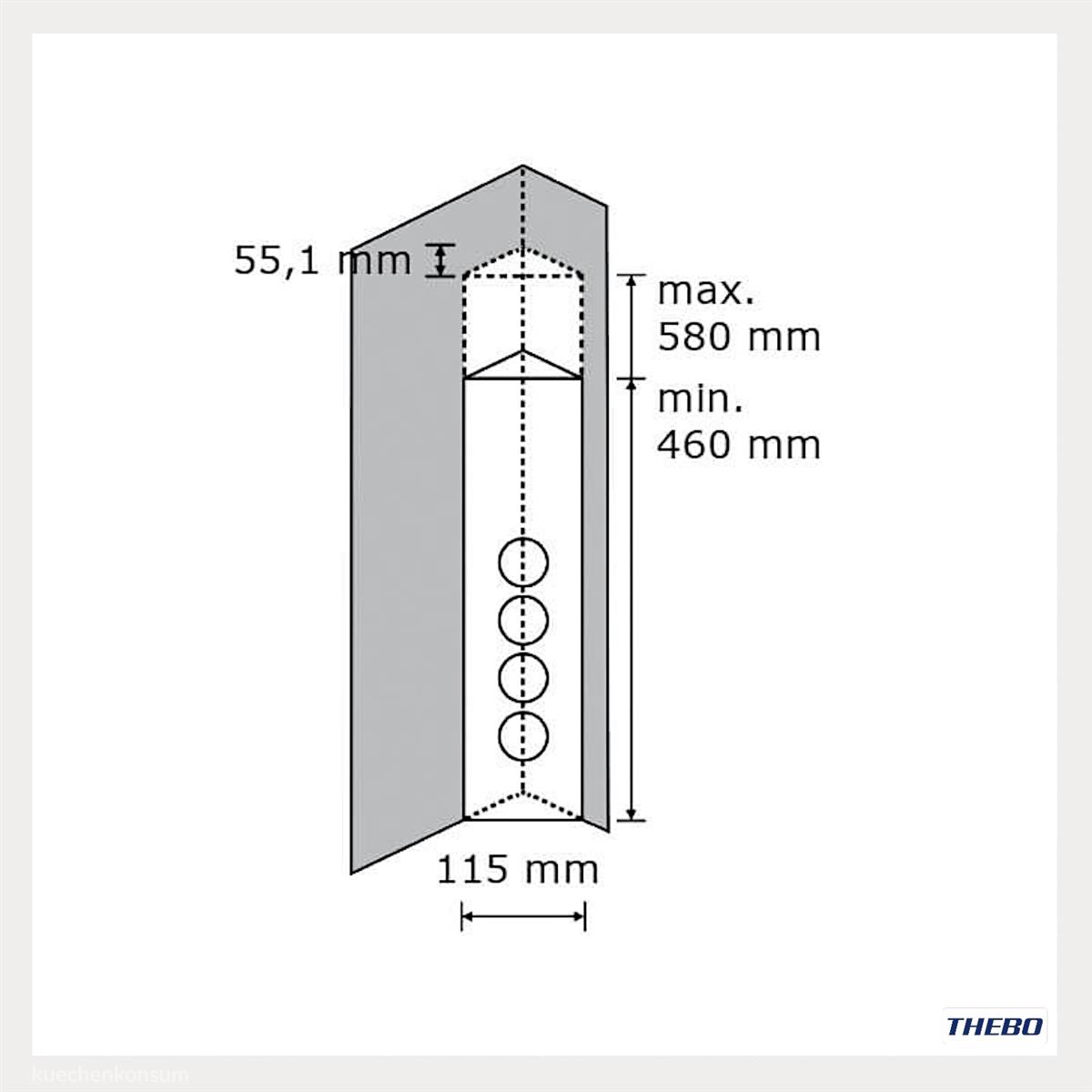 Thebo Ecksteckdose 17598 Schwarz 3fach und Schalter 460-580mm
