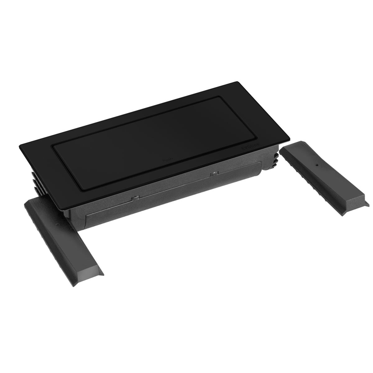Schulte EVOline BackFlip 10.053 USB-A Charger + Einbausteckdose 2 fach matt schwarz lackiert