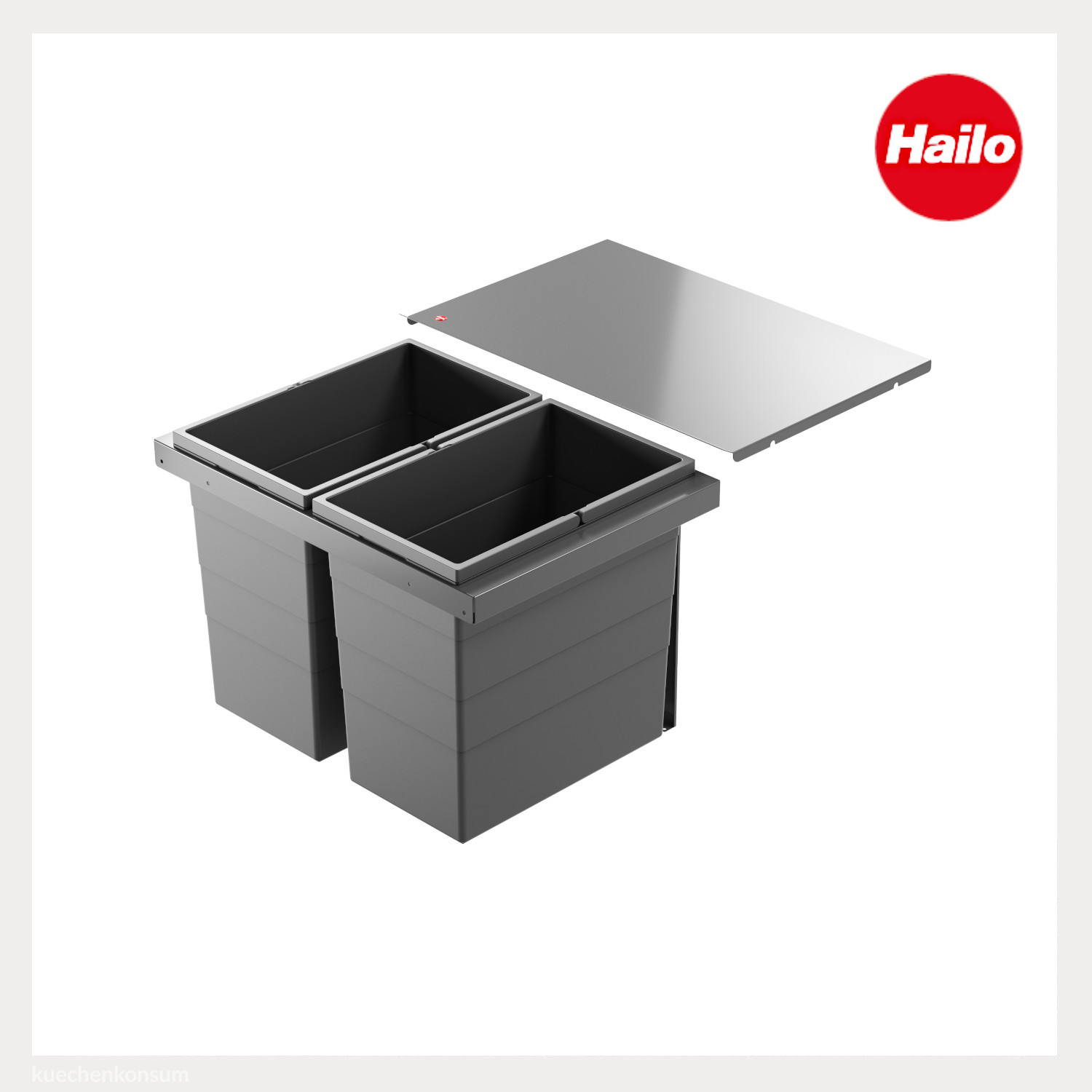Hailo Abfallsammler 10000225 Triple XL 600 28/28 Liter dunkelgrau