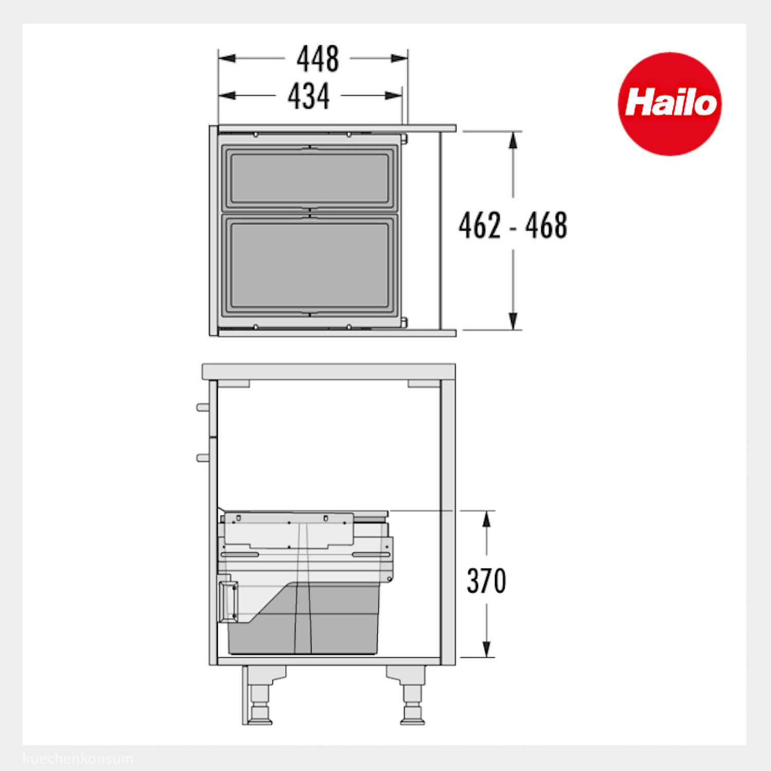 Hailo Abfallsammler 3610821 Cargo 500 Slide 45 Liter
