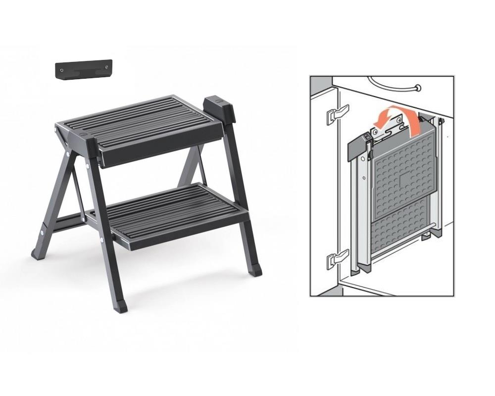 Hailo Klappleiter 4410101 Stepfix 2stufig Trittleiter mit Wandhaken