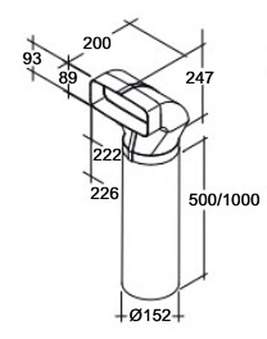 OptimAIRo 150 Umlenkstück Kombi mit Rundrohr Ø 150, 50 cm
