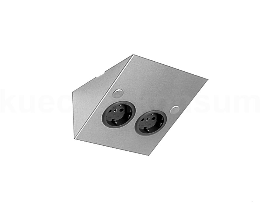 Thebo Keilsteckdose 228896ST2SI Edelstahl 2fach ST/2 889 SI waagerecht