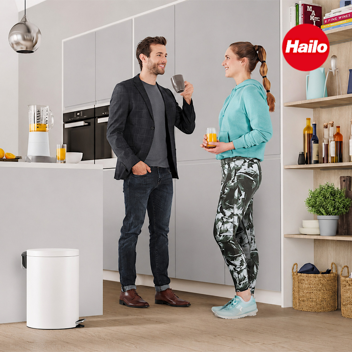 HAILO Standmülleimer 5020301 Selekta rund 20 L Weiß