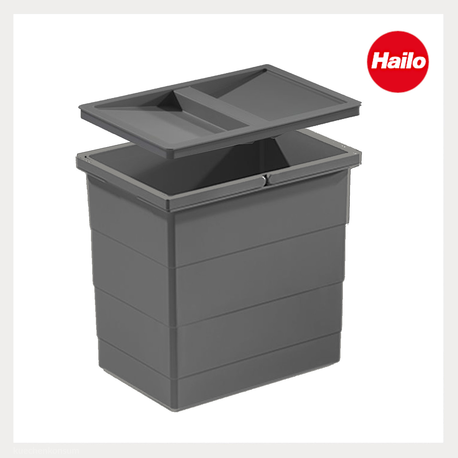 Hailo Inneneimer 1129959 mit Deckel dunkelgrau 18 Liter 2 Henkel
