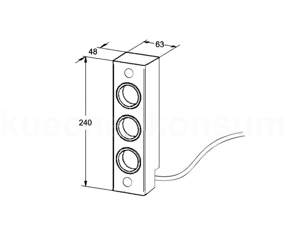 Thebo Ecksteckdose 174828 Schwarz ST 3002 3fach 240 x 63 x 48 mm