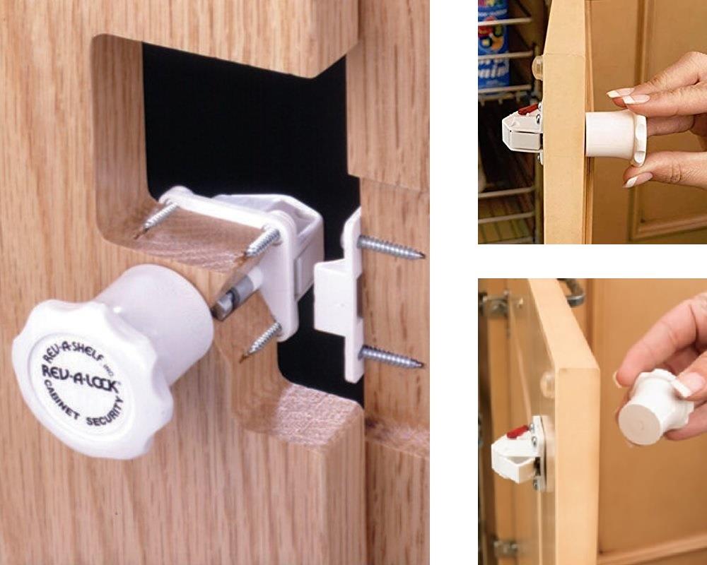 REV-A-LOCK Schranksicherung 3x Verschluss Kindersicherung Safe-Fix-K