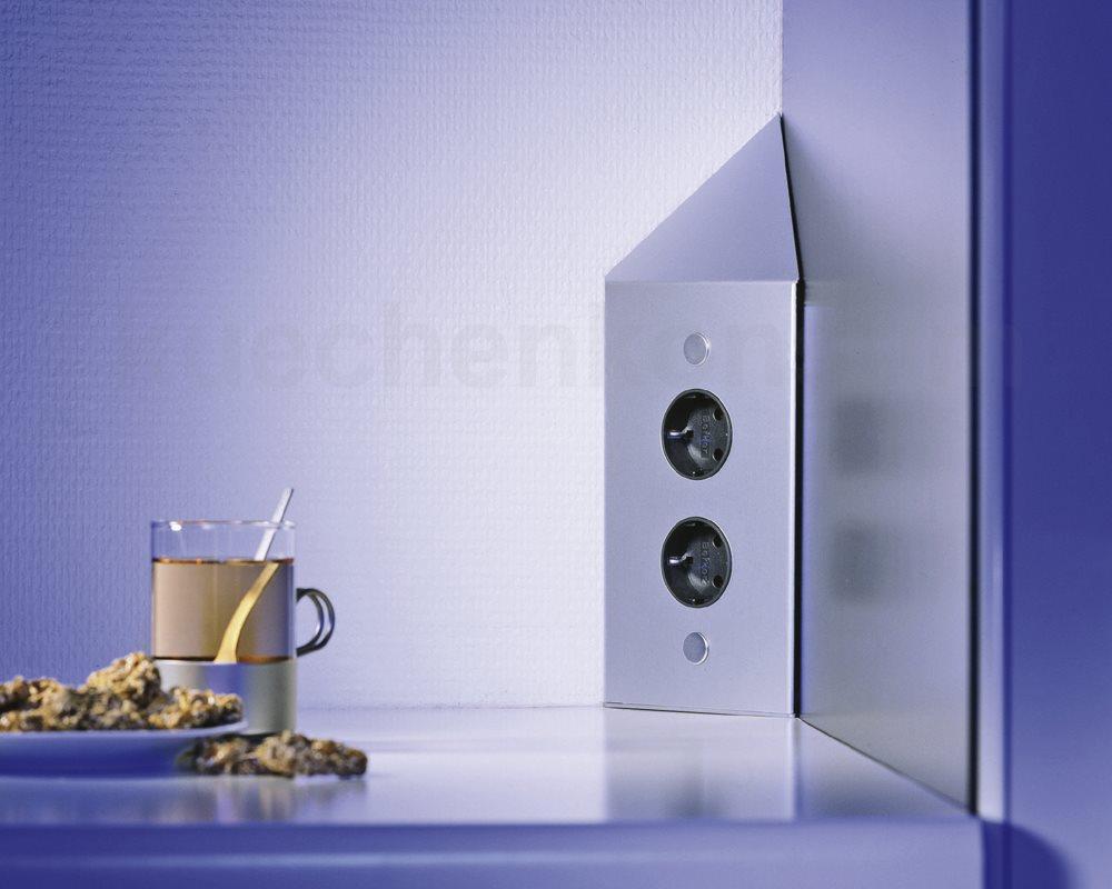 Thebo Ecksteckdose 17586/200/2C Edelstahl 2fach ST 3007-2C senkrecht