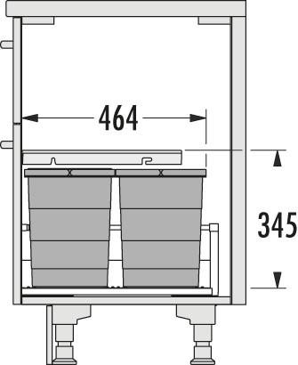 Hailo Abfallsammler 3301641 Allegro 345 Einsatz 2x 8 + 2x 18 Liter Dunkelgrau