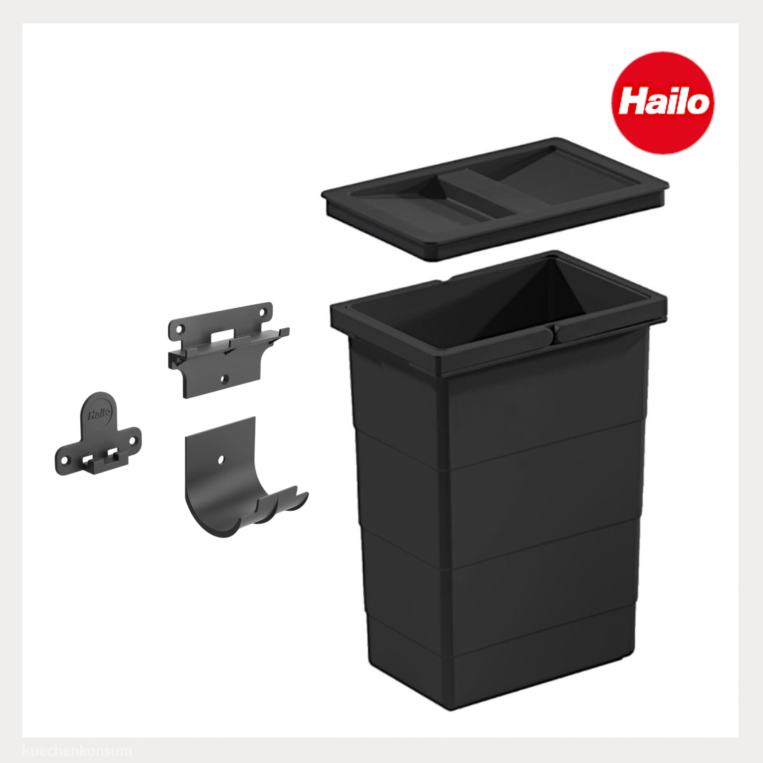 Hailo Multifunktionseimer 1225959 ReadyBin 8 L schwarz 226x156x295 mm mit Wandhalter