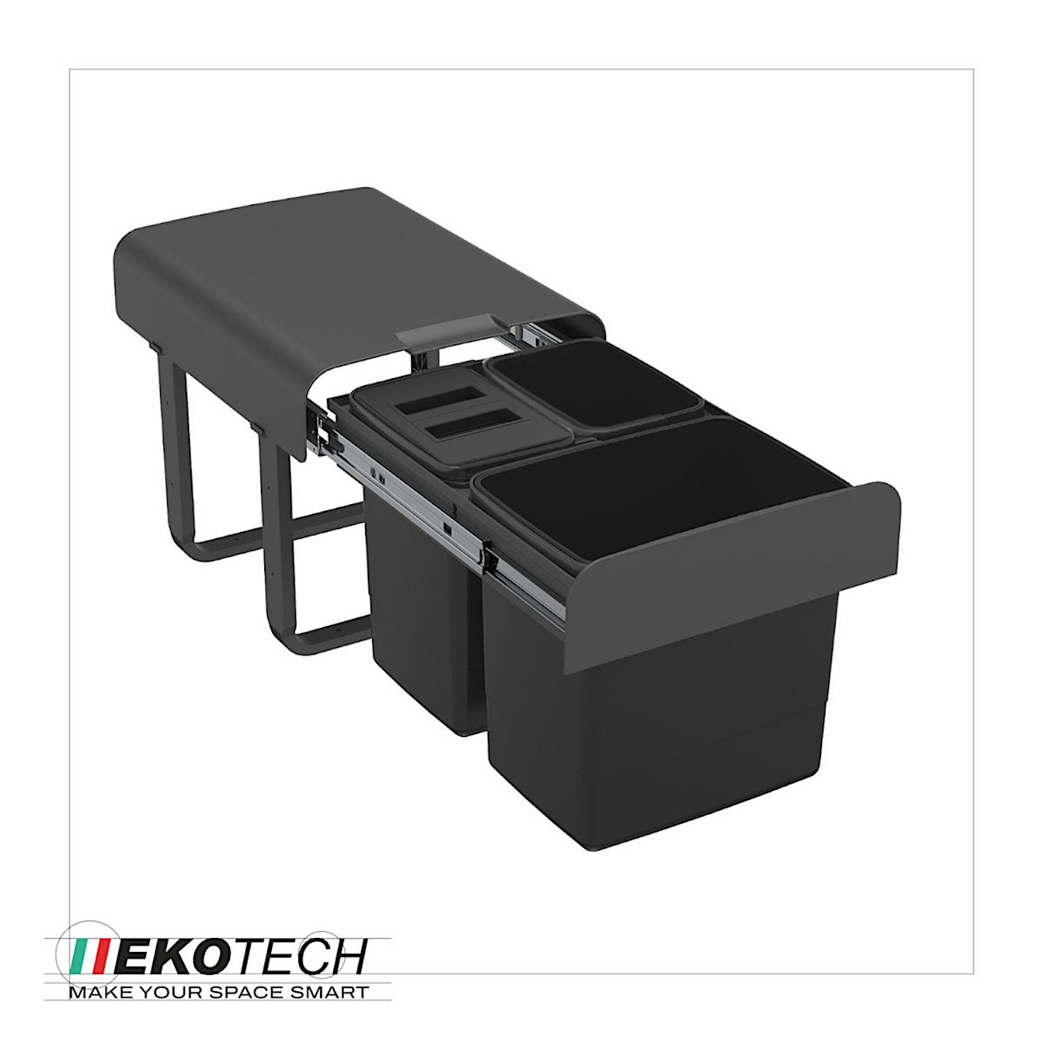 Ekotech Abfallsammler EKKO.33 oriongrau 2x 7 + 15 Liter mit Biodeckel