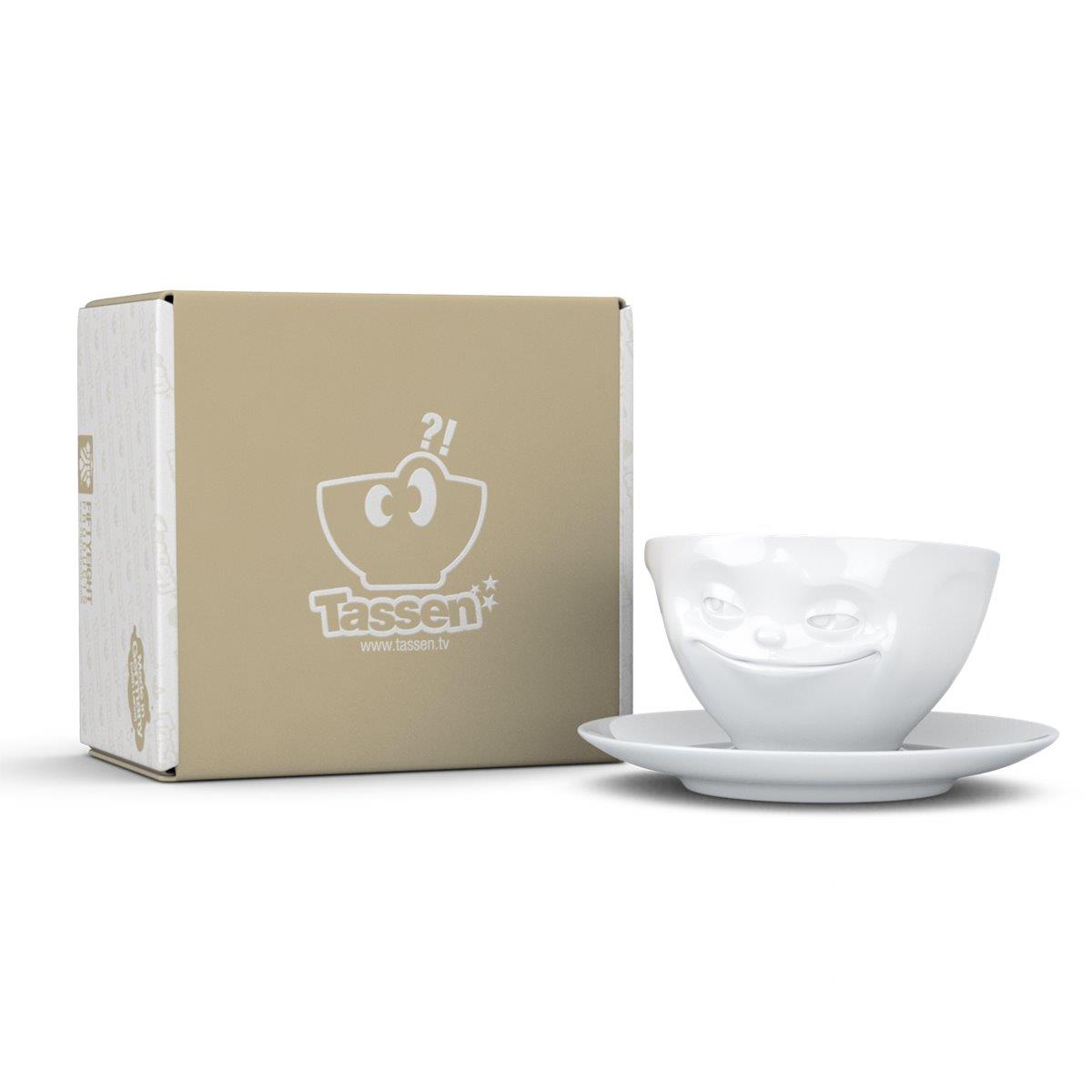 TV Tasse Kaffeetasse 41.01 Grinsend mit Untertasse weiß