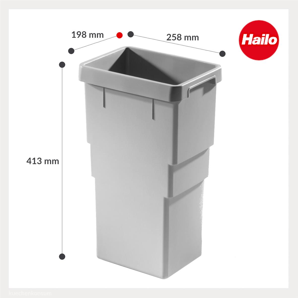 Hailo Inneneimer 1107229 hellgrau 13 Liter 258 x 198 x 413 mm