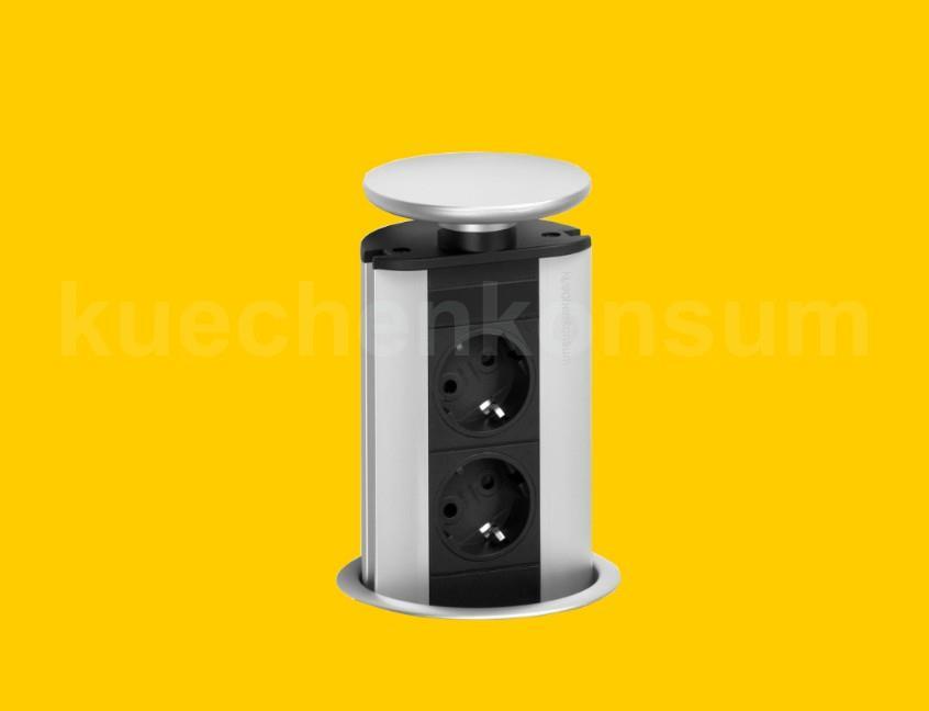 Schulte EVOline Port 00.033 versenkbare Steckdose 2fach Silber