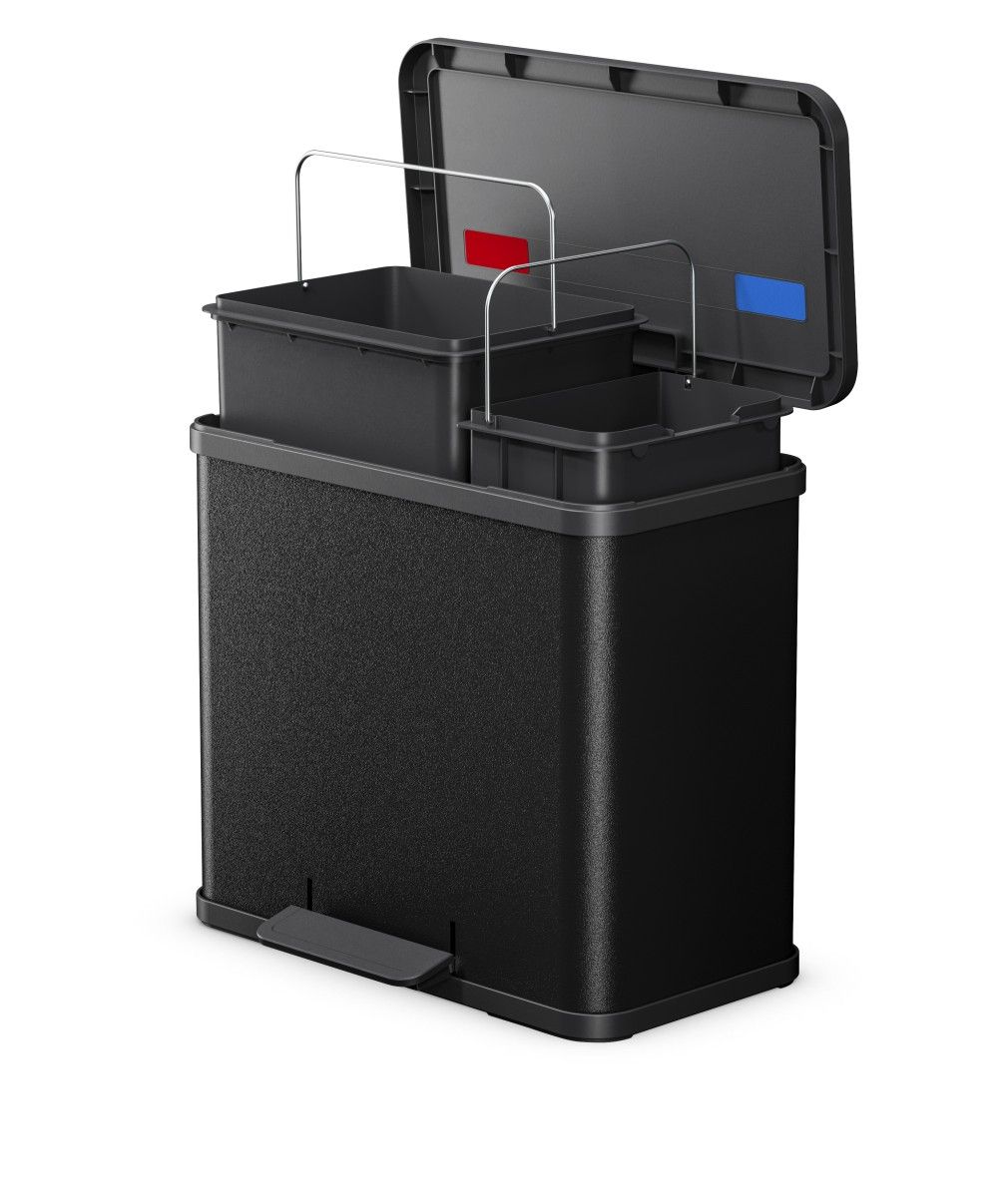 HAILO Standmülleimer 6302600 Öko duo Plus L 17 + 9 L Schwarz matt