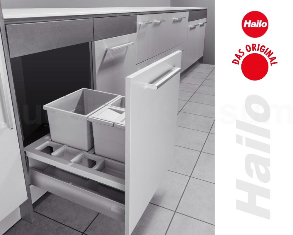 Hailo Abfallsammler 3620631 Separato-K 600 Einsatz 2x 8,5 + 18 L Hellgrau