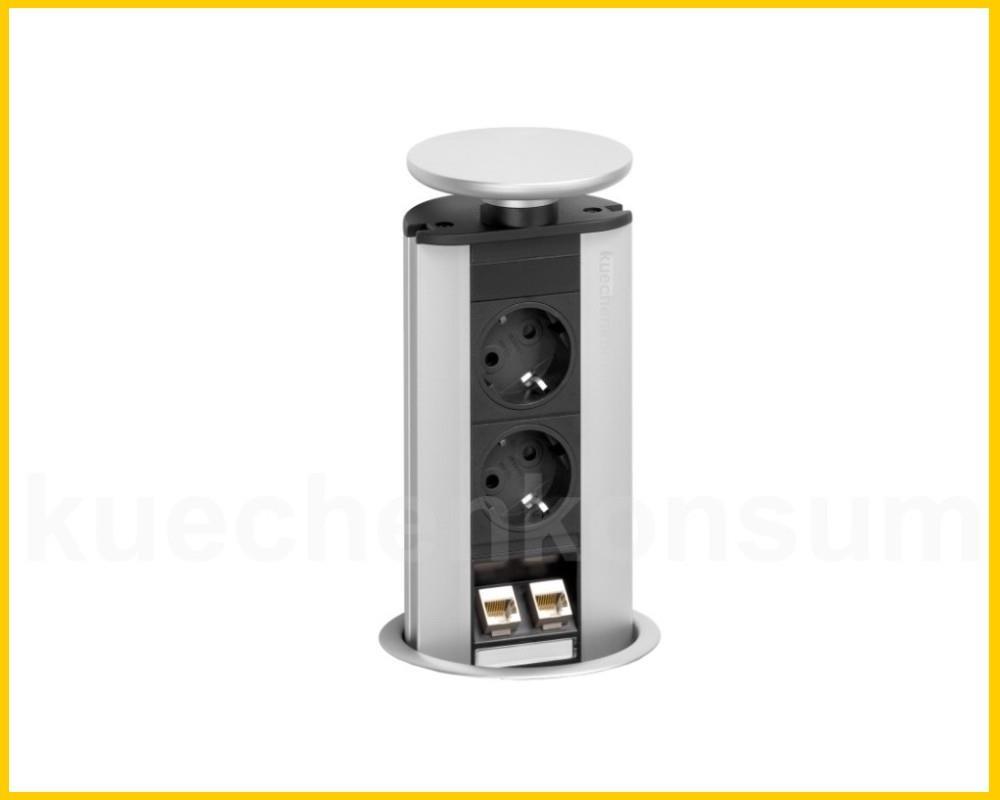 Schulte EVOline PowerPort Data 2 VDE + 2fach Data Silber und Dichtungsring
