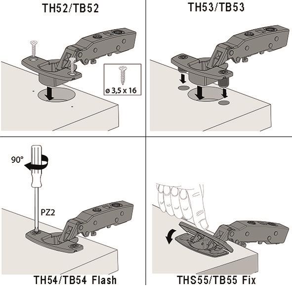 Hettich Eckband Sensys 165 grad S-8657i-Topf TB52 zum Anschrauben