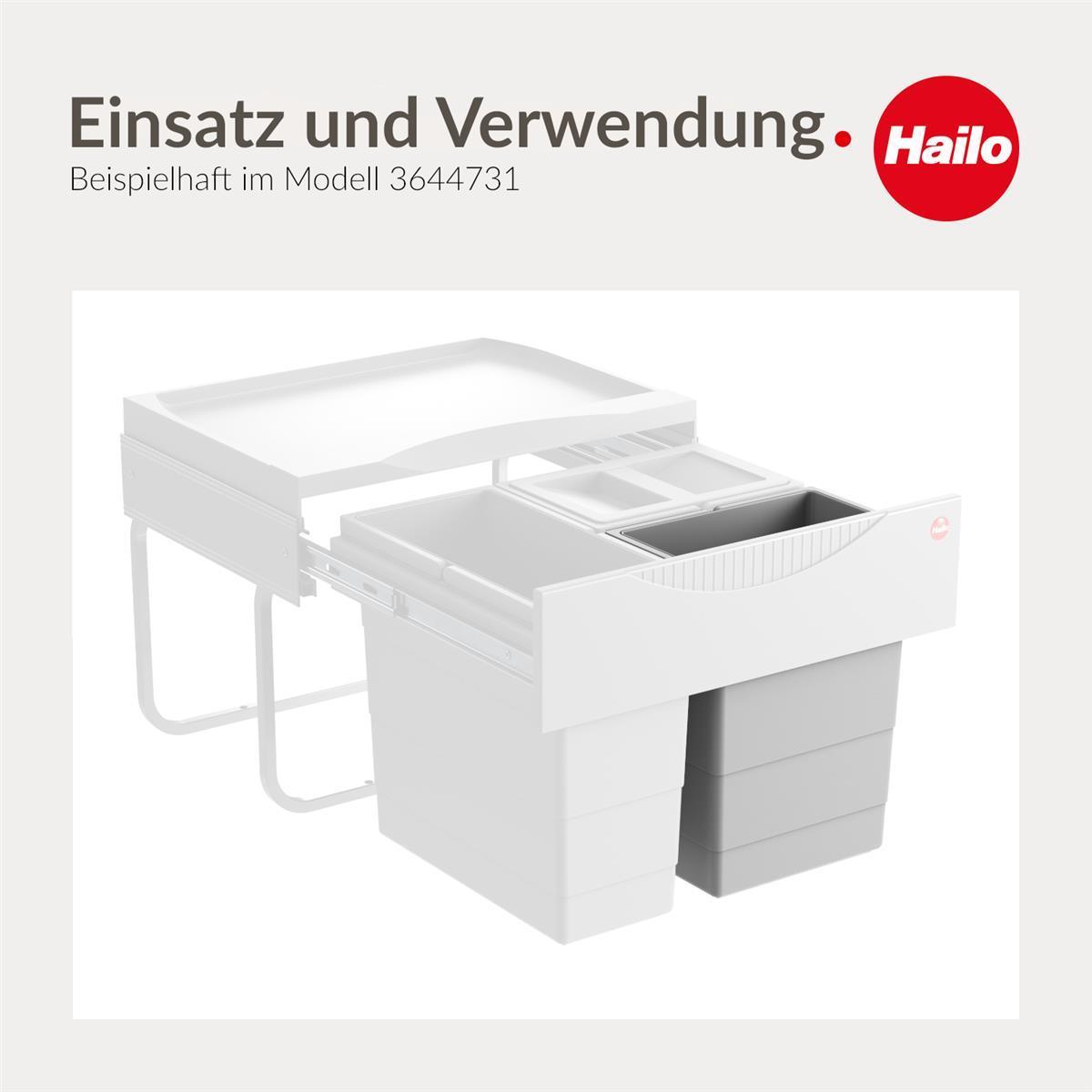 Hailo Inneneimer 1075959 mit Deckel hellgrau 8 L 226 x 156 x 295 mm