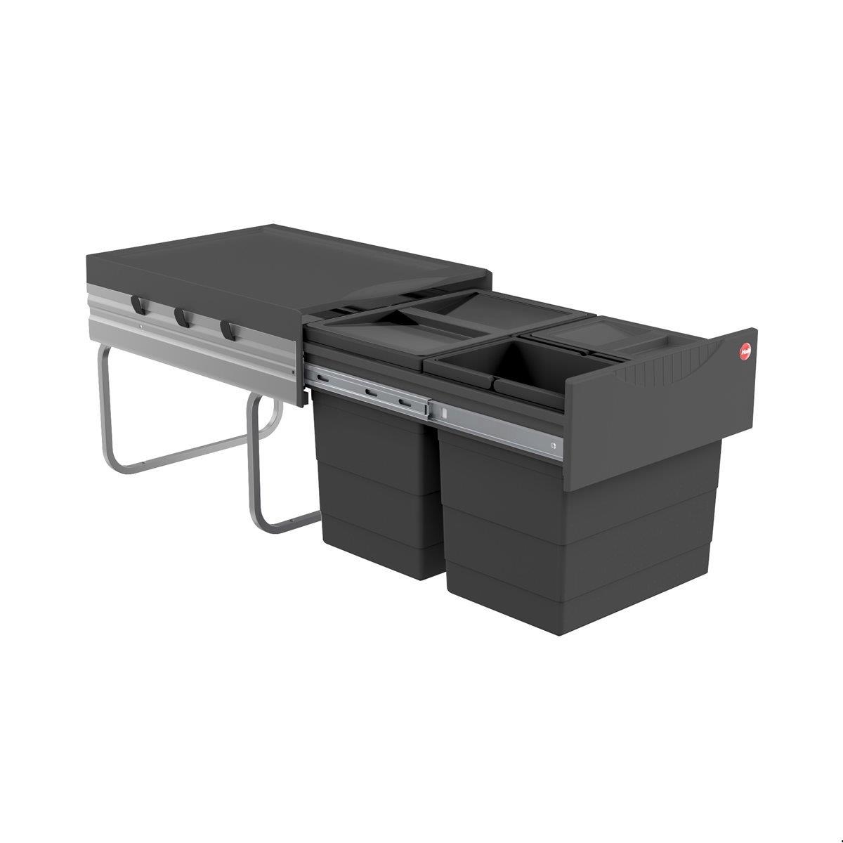 Hailo Abfallsammler 3642532 Raumspar-Tandem 2x 8,5 +18 L dunkelgrau