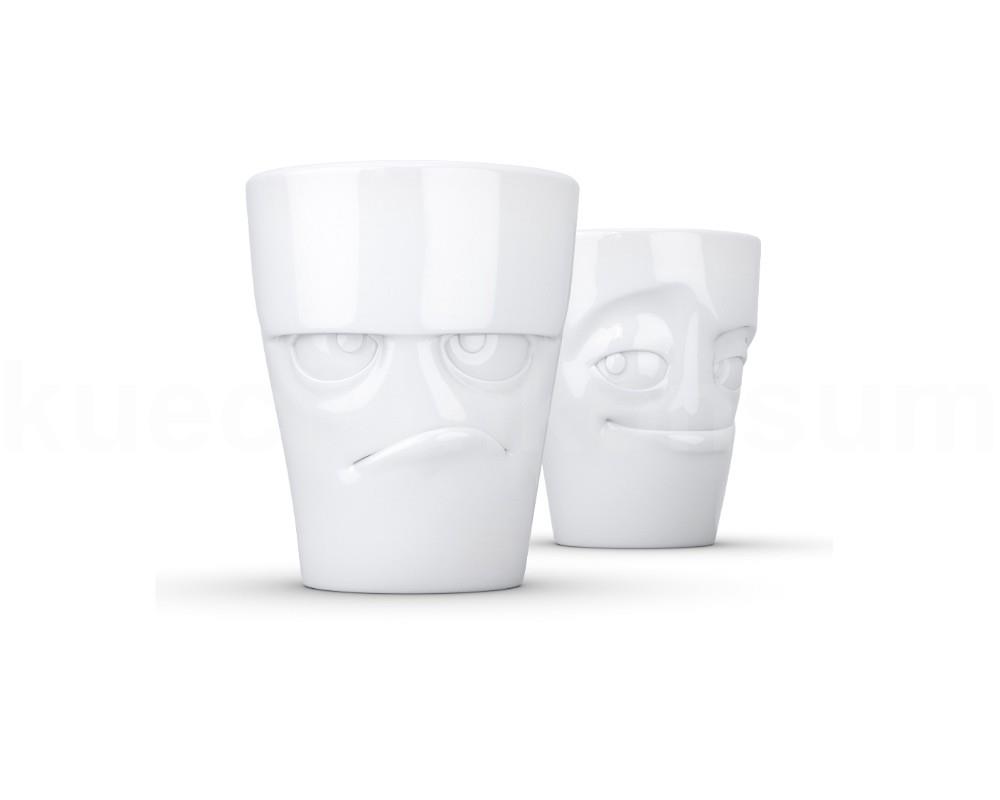 TV Tasse Becher Set 27.01 grummelig und verschmitzt weiß