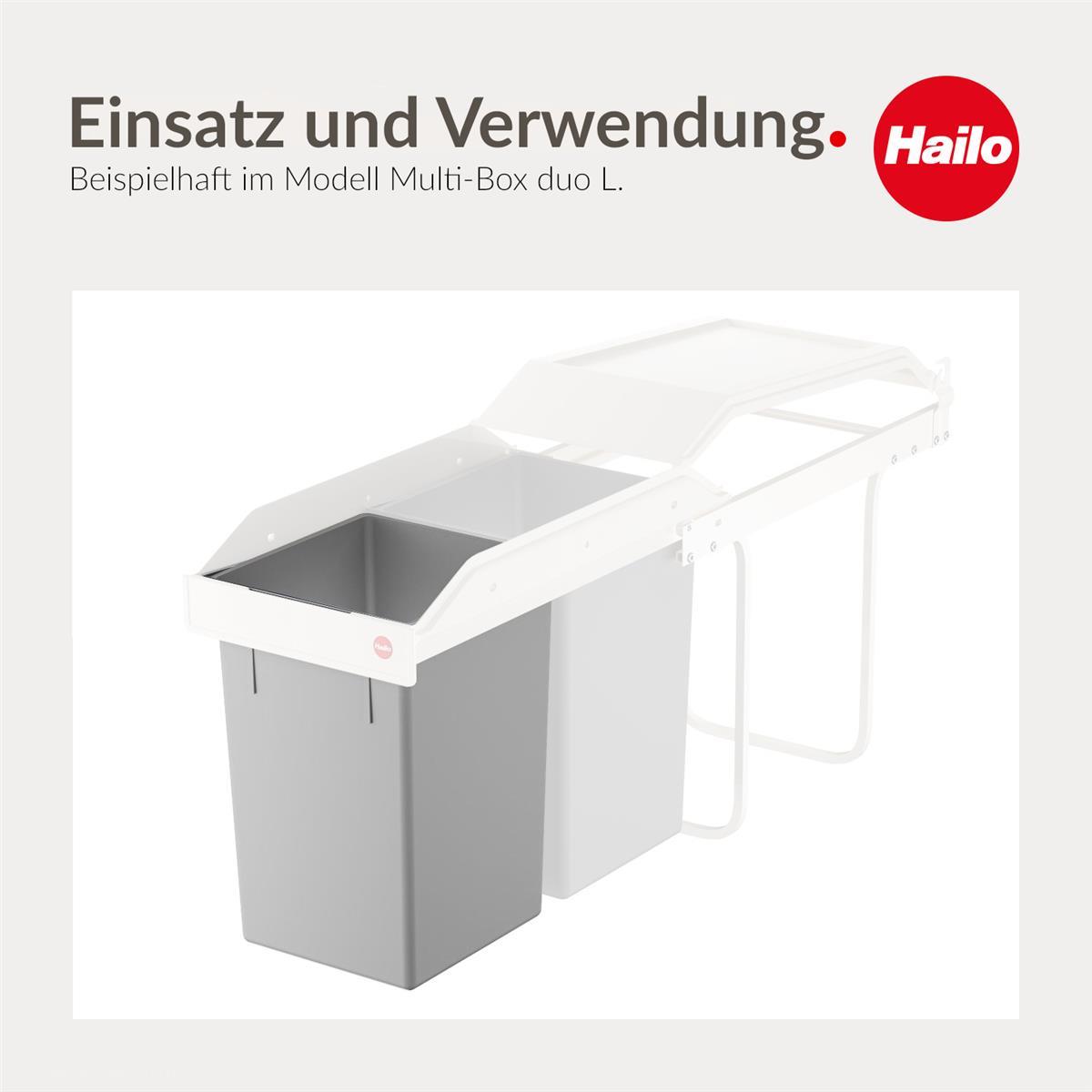 Hailo Inneneimer 1091309 hellgrau 15 Liter 225 x 230 x 340 mm und Henkel