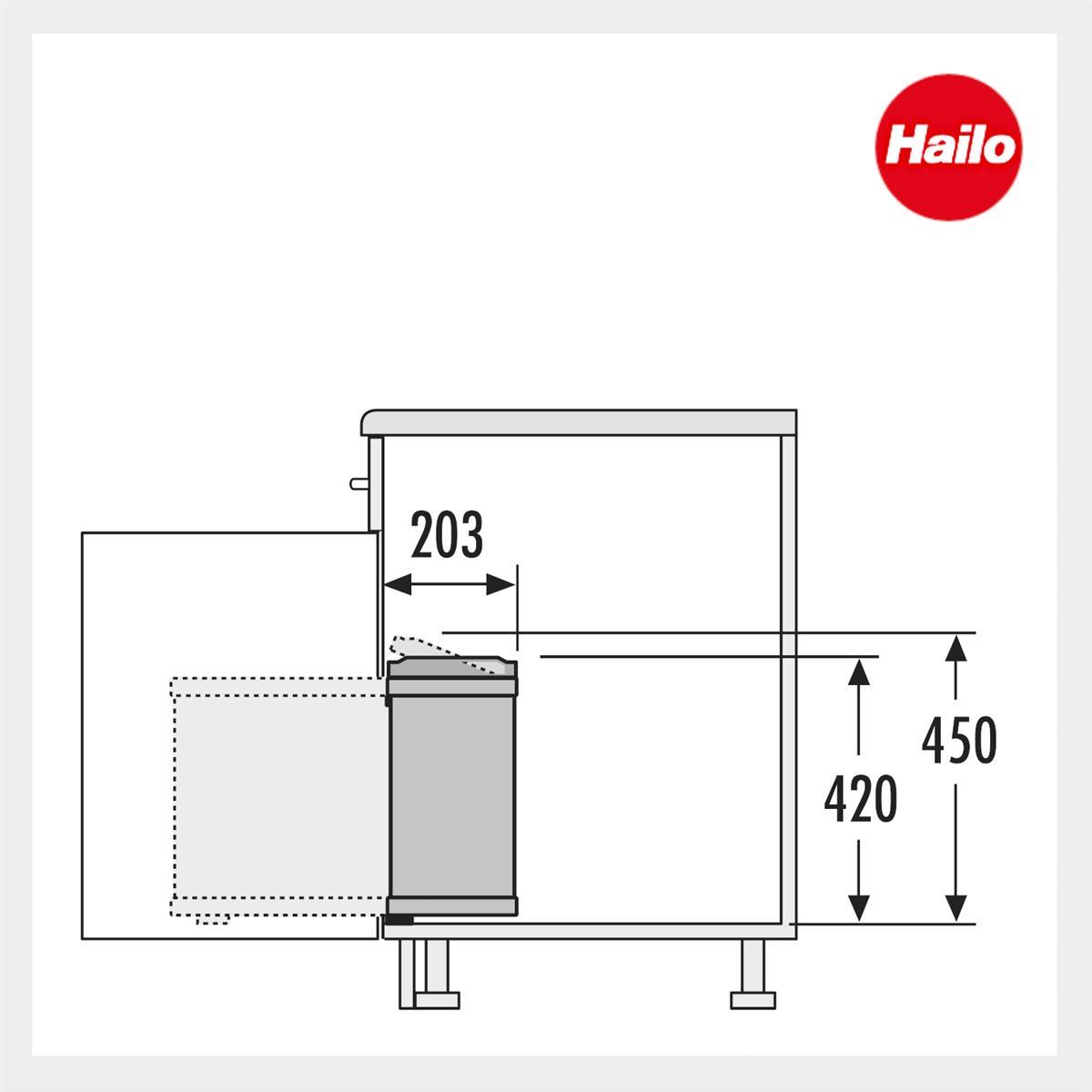 Hailo Abfallsammler 3418101 MF Swing bs Uno 18 Liter Edelstahl schwarz