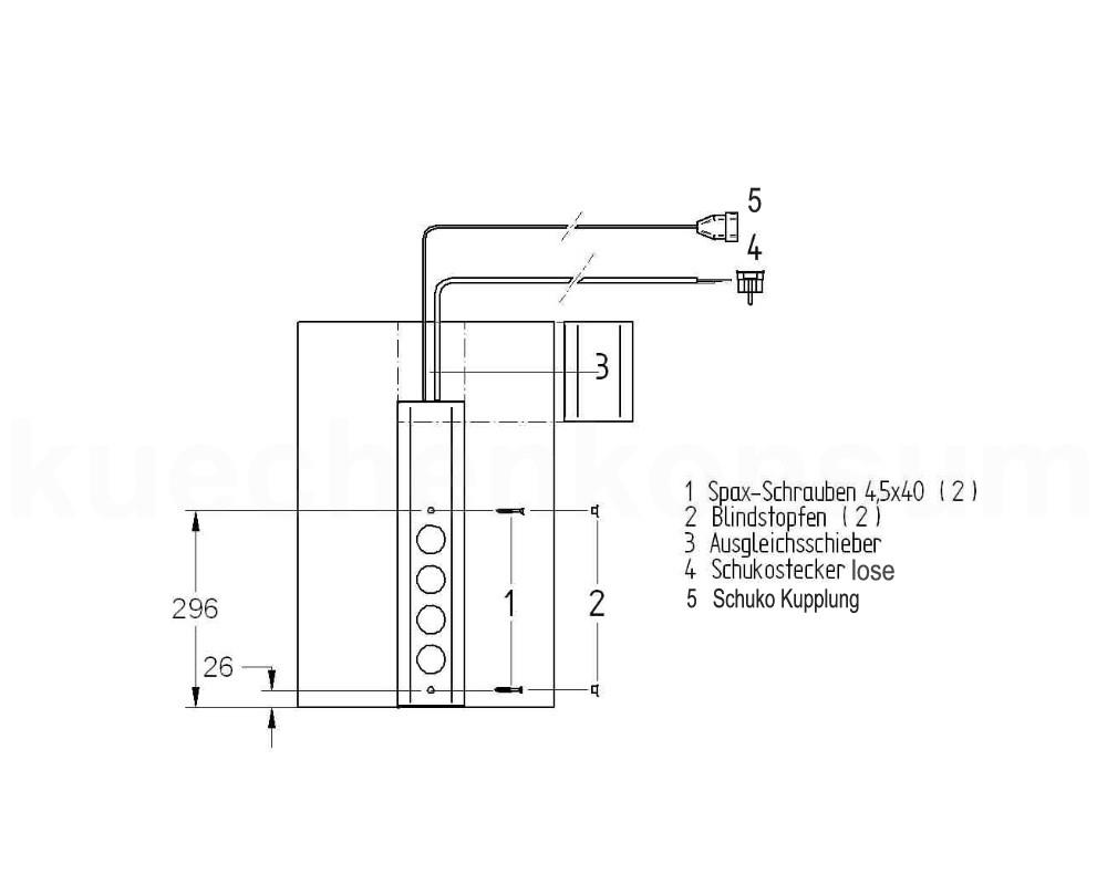 Thebo Ecksteckdose 17596SKU Edelstahl 3fach STS 3007 mit Schalter SKU senkrecht