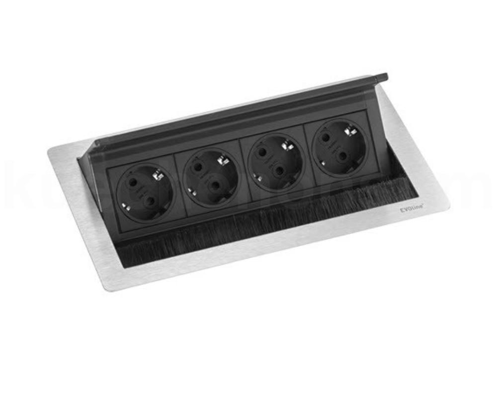 Schulte EVOline FlipTop Push M 00.027 Klappsteckdose 4 fach Edelstahl