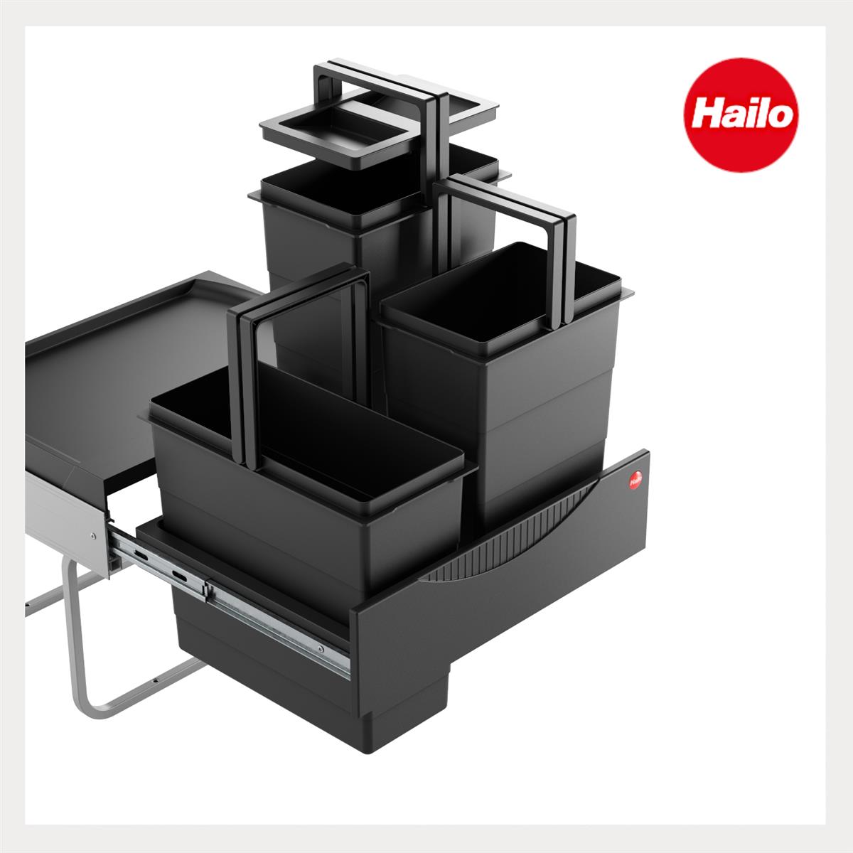 Hailo Abfallsammler 3644931 Swin Raumspar-Tandem-S 2x 8,5+12 L schwarz