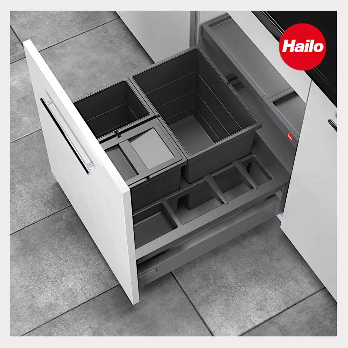 Hailo Abfallsammler 3620521 Separato-K 500 Einsatz 2x8+18 L Dunkelgrau