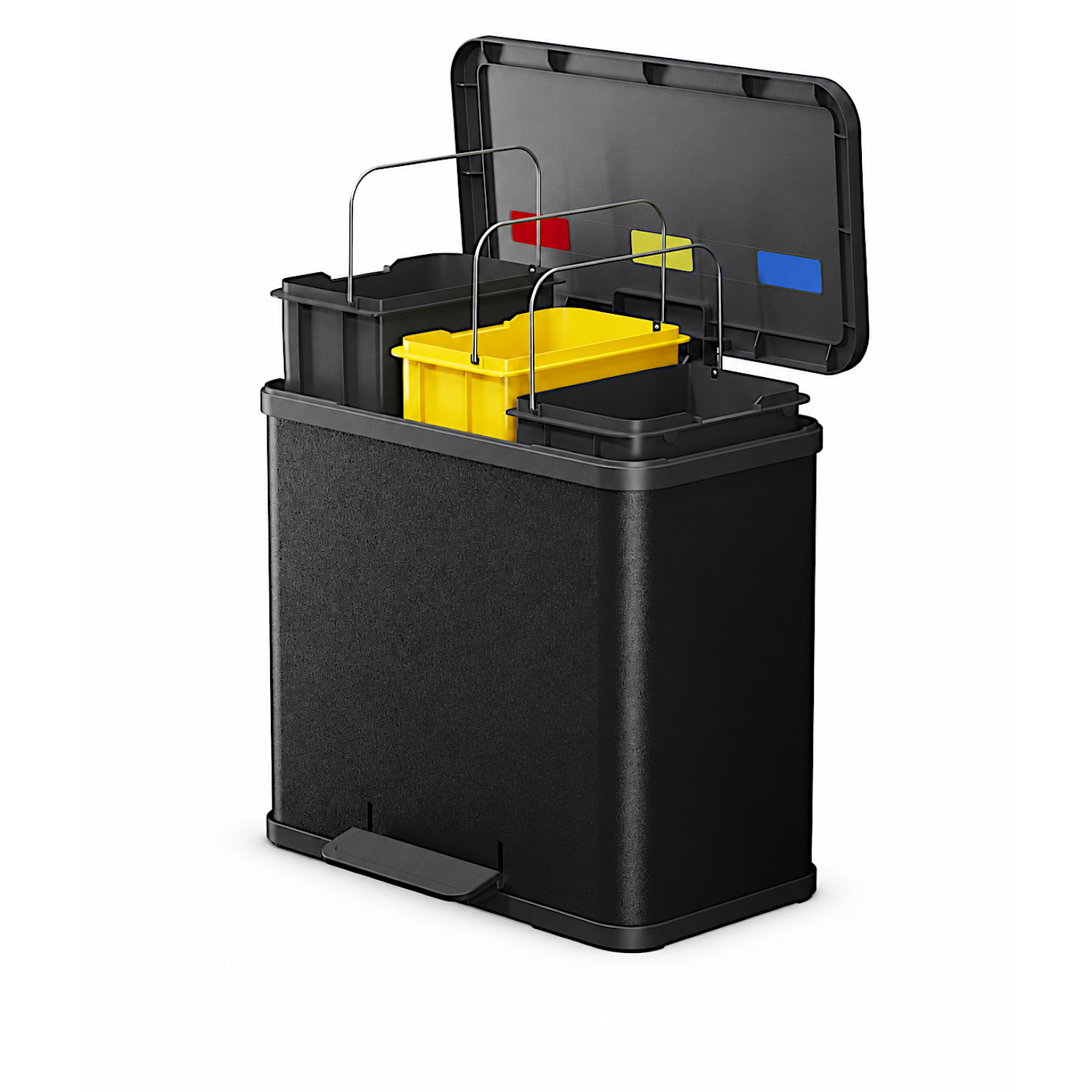 HAILO Standmülleimer 633260G Öko trio Plus L 3 x 9 L Schwarz matt