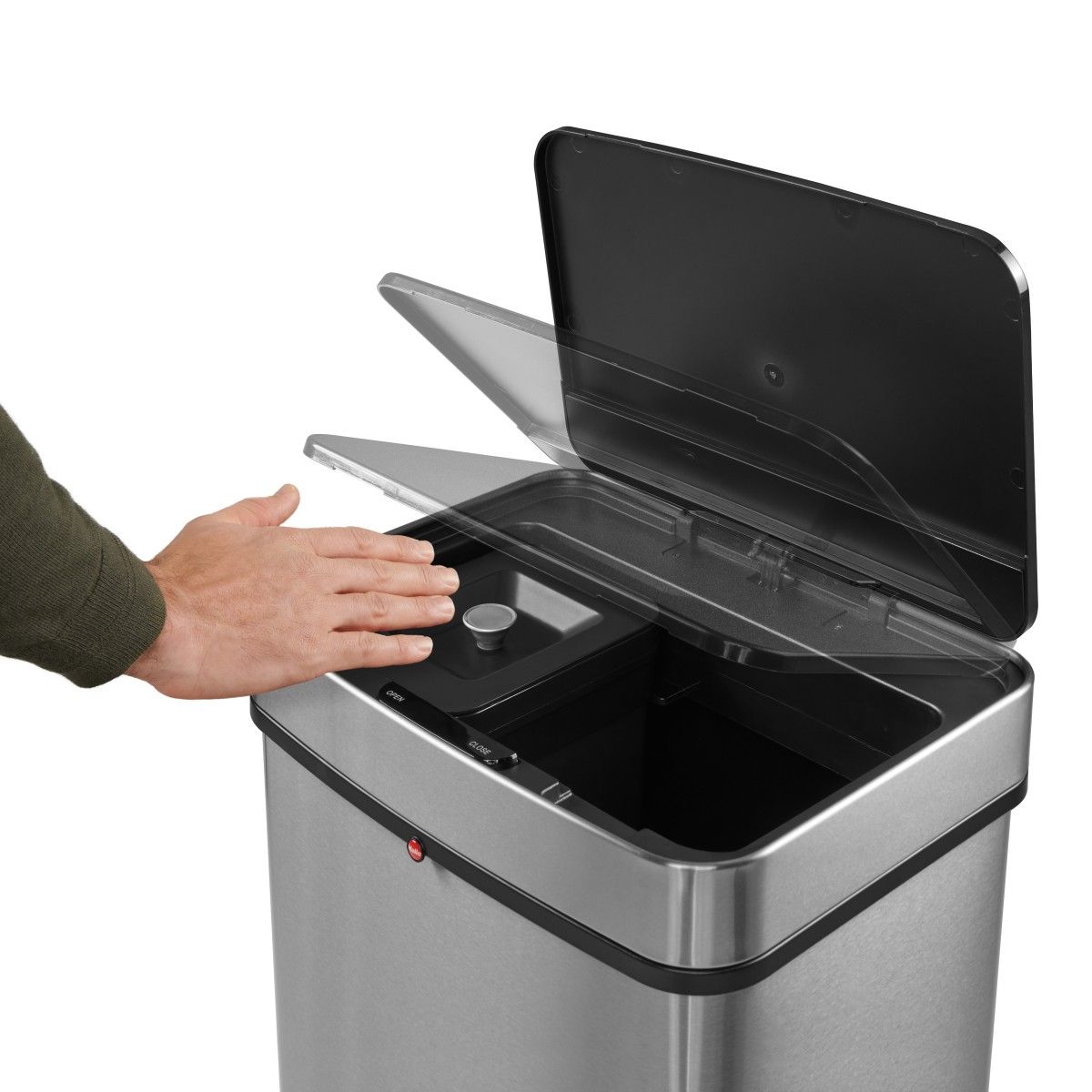 HAILO Stanmülleimer 6560010 Öko Vario XL Sensor 2x25 L + 4 L Bio Edelstahl