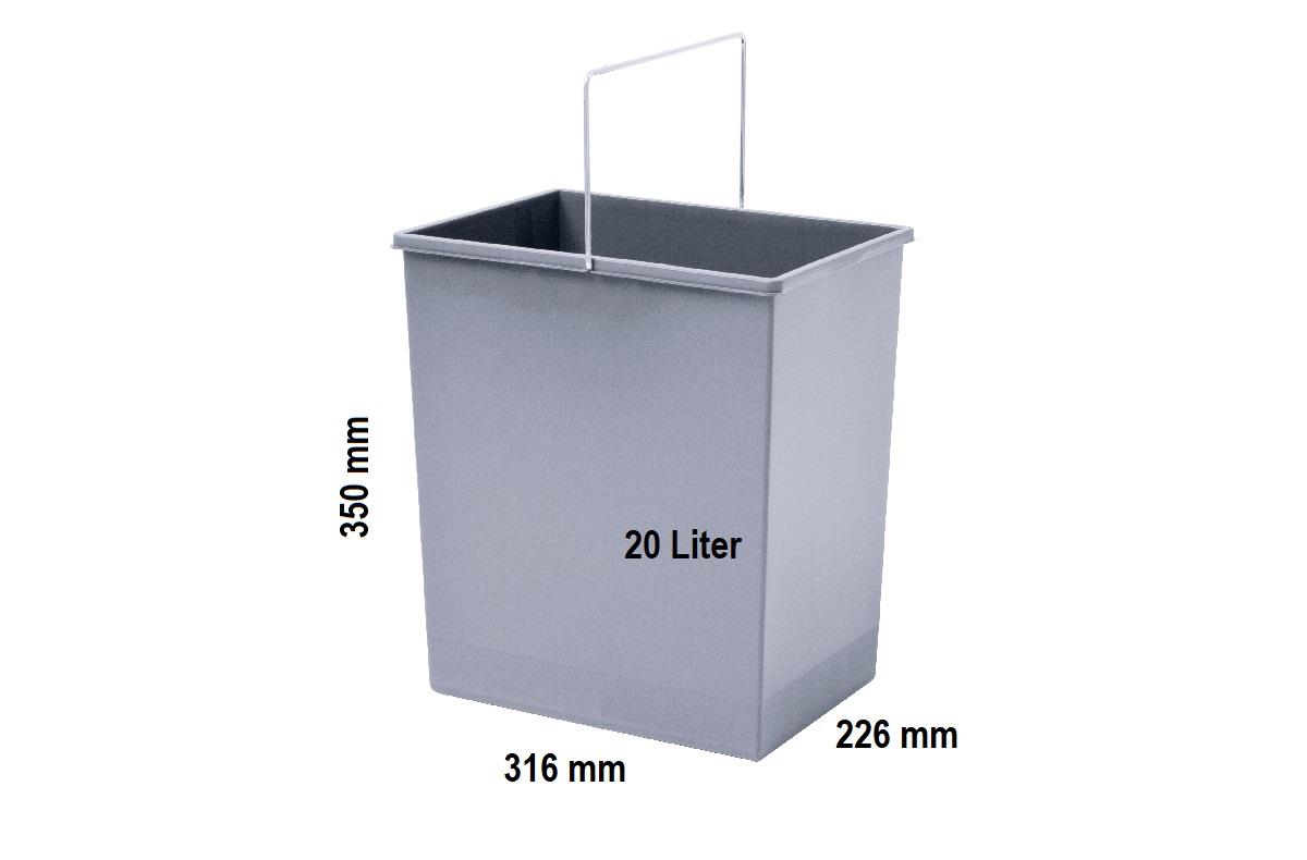 Hailo Inneneimer 1077859 grau 20 L 316 x 226 x 350 mm mit Henkel