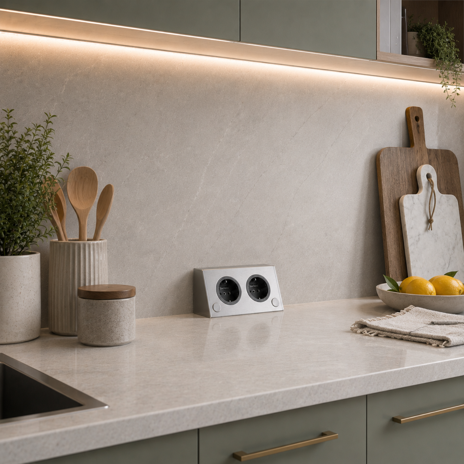 Thebo Aufbausteckdose 1791226 Edelstahl 2fach ST 3900 A waagerecht