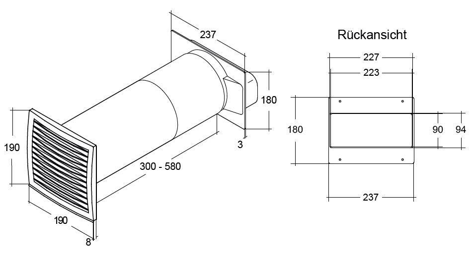 OptimAIRo 150 Mauerkasten N37131 teleskopierbar weiß flach