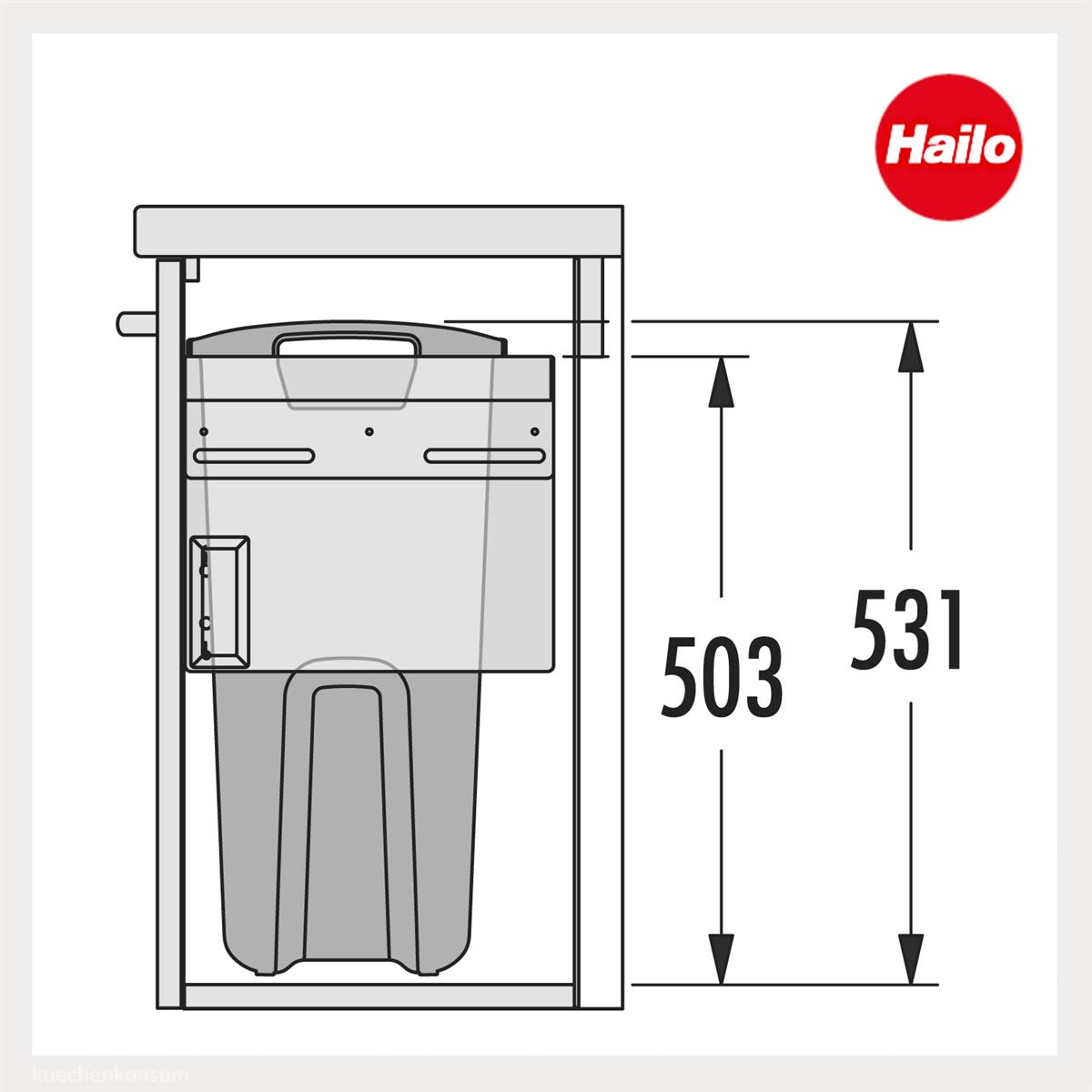 Hailo Wäschesammler 3270491 Laundry Carrier 45 Einbau Wäschekorb Bad 33 Liter