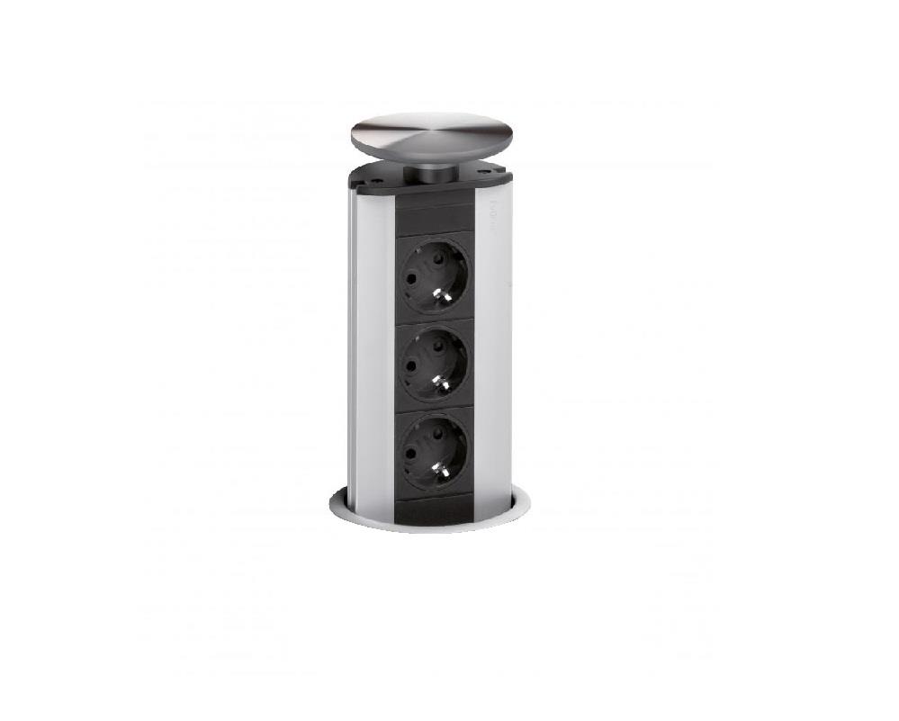 Schulte EVOline Port 00.214 versenkbare Steckdose 3fach Edelstahl