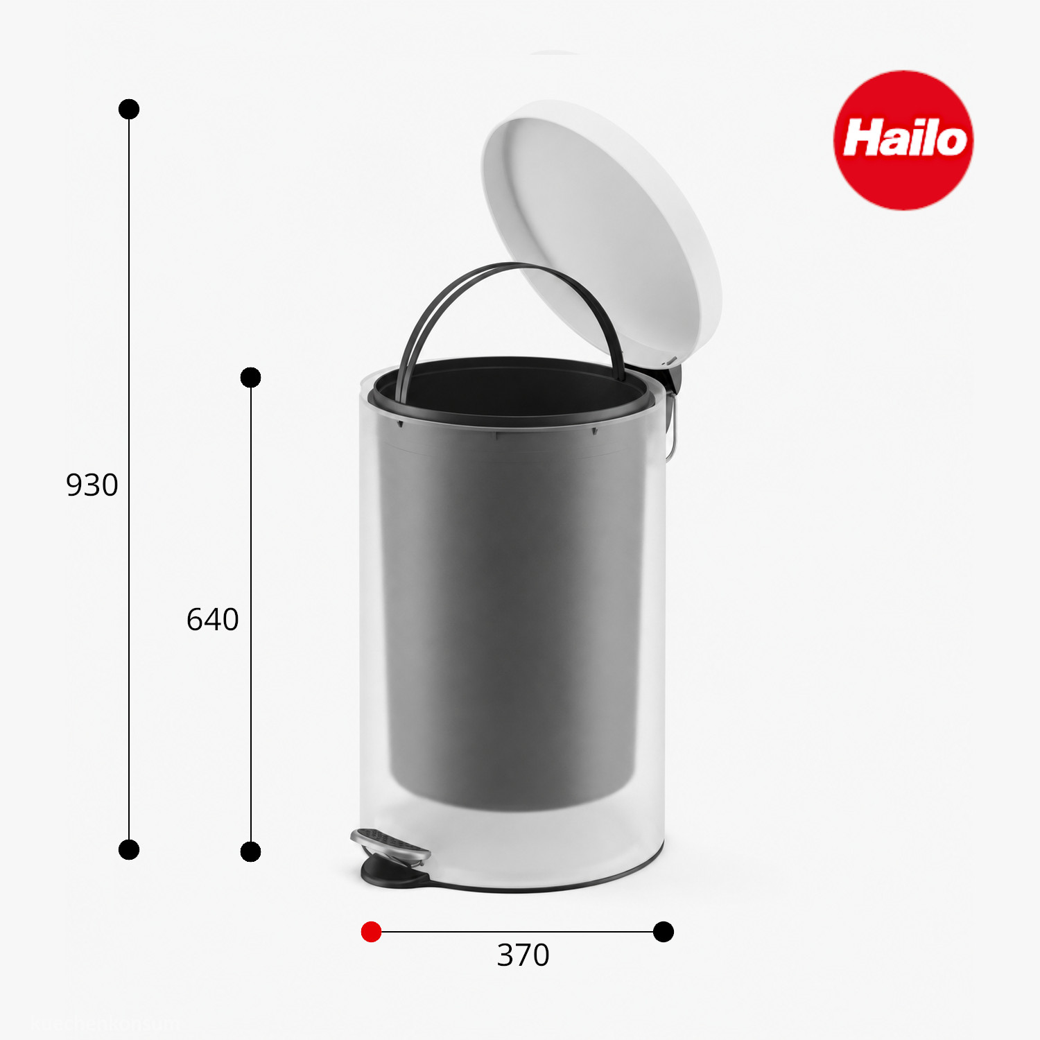 HAILO Standmülleimer 5030601 Selekta rund 30 L Schwarz