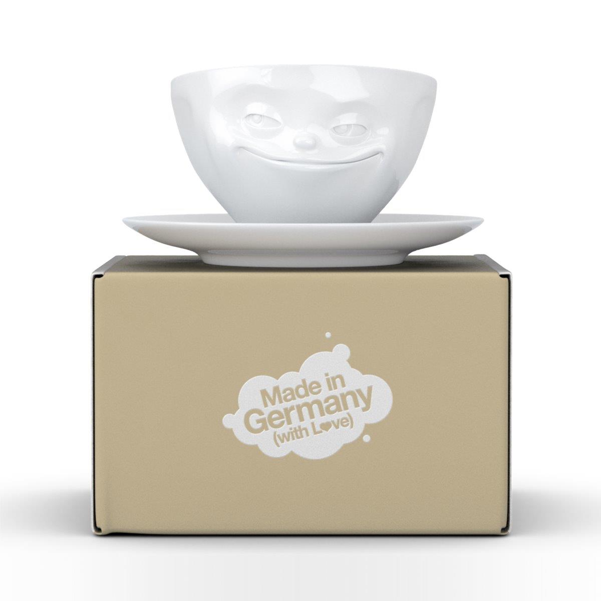 TV Tasse Kaffeetasse 41.01 Grinsend mit Untertasse weiß