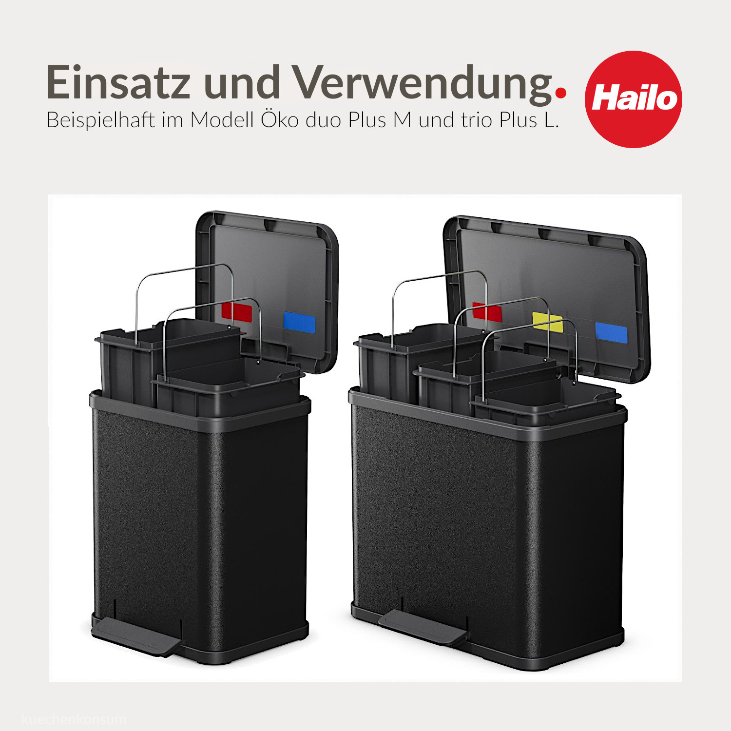 HAILO Inneneimer-Set schwarz 3x 9 Liter 150 x 232 x 338 mm
