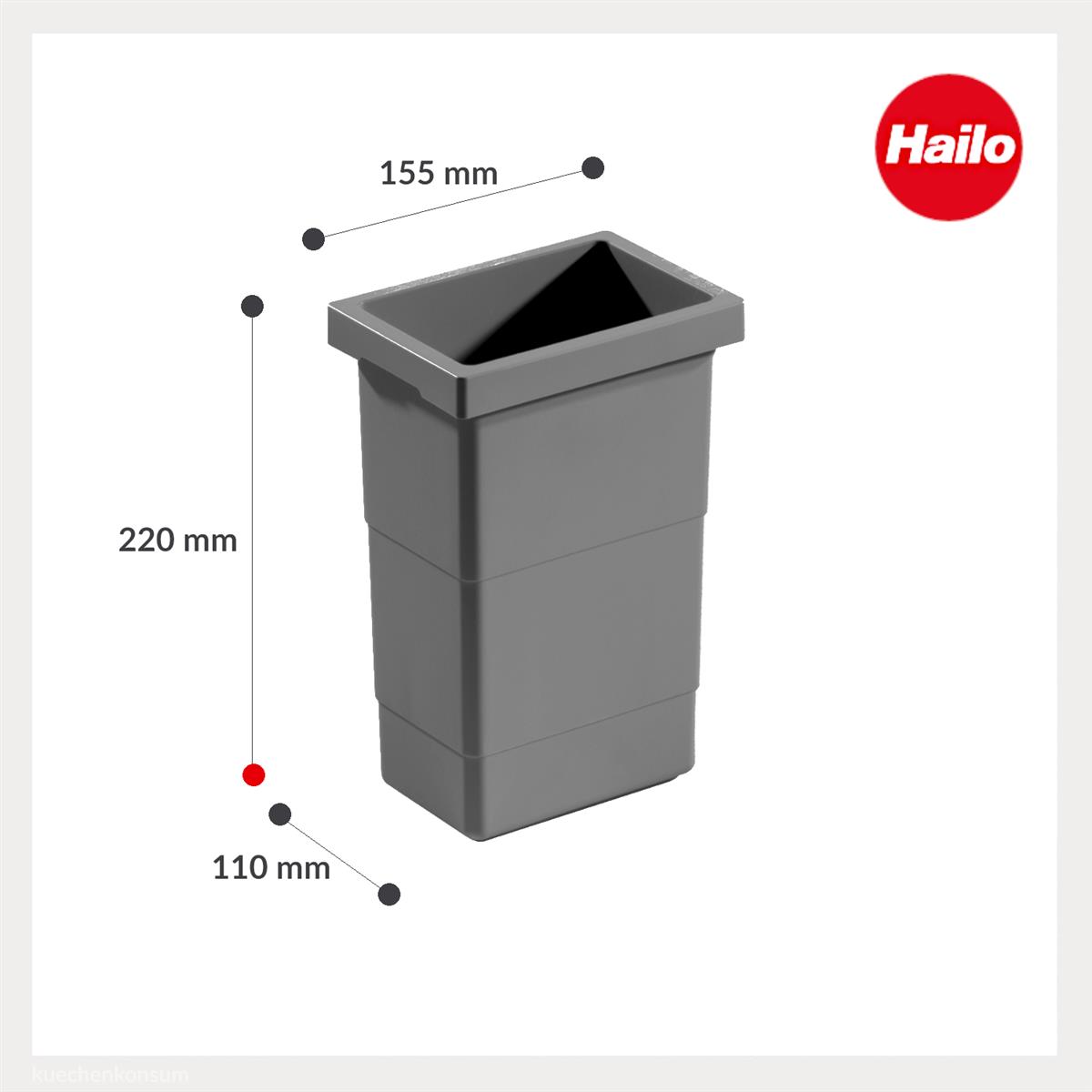 Hailo 2,5 Liter Inneneimer 1129889 dunkelgrau 155 x 110 x 220 mm