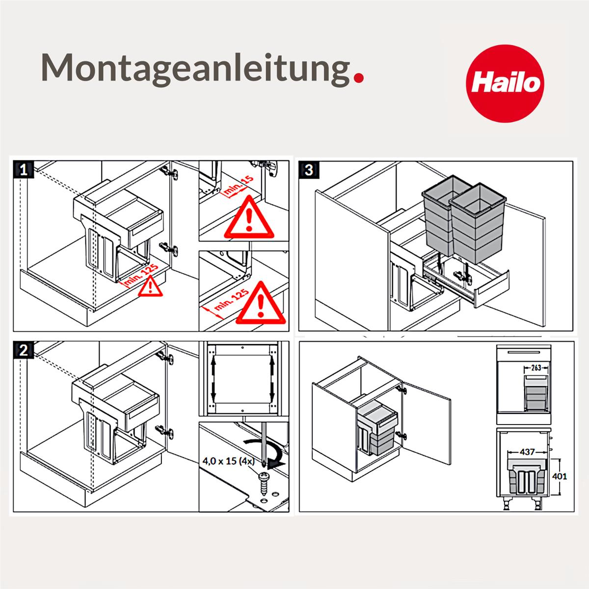 Hailo Abfallsammler 3666911 Einbau SingleBox 28 Liter