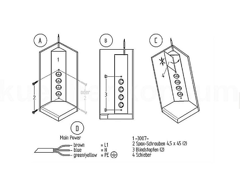 Thebo Ecksteckdose 175956 Edelstahl 4-fach STA 3007 schaltbar