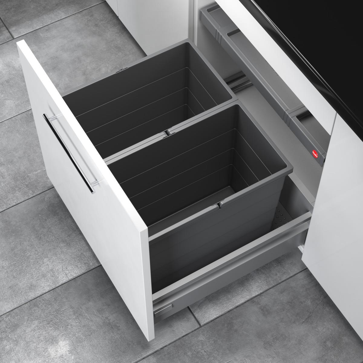 Hailo Abfallsammler 3301651 Allegro 400 Einsatz 2x 28 Liter Dunkelgrau