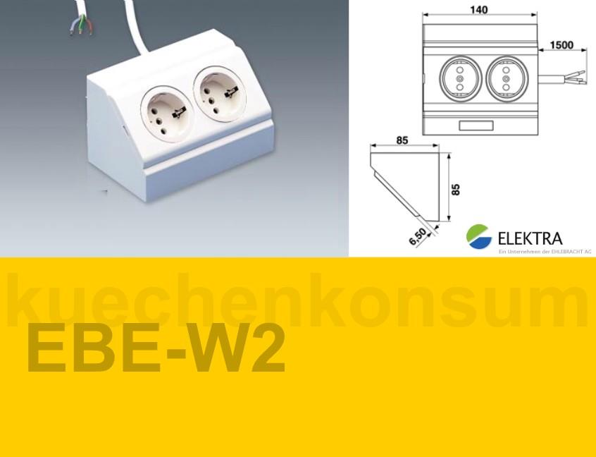 Elektra Ecksteckdose 52564401 EBE-W2 weiß 2-fach 140 x 85 x 85 mm